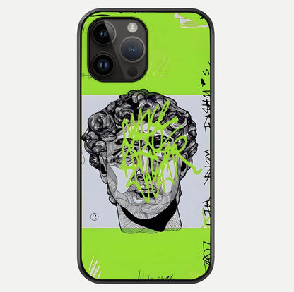 Neo Graffiti Rebellion Glass Case showing full back design in clean flat view with glossy glass finish.