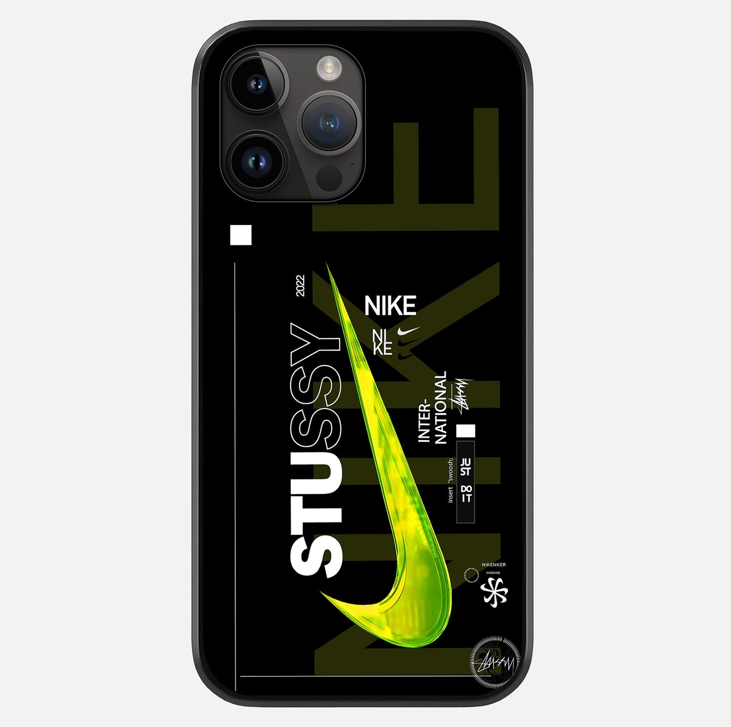 Neon Street Edition Glass Case showing full back design in clean flat view with glossy glass finish.