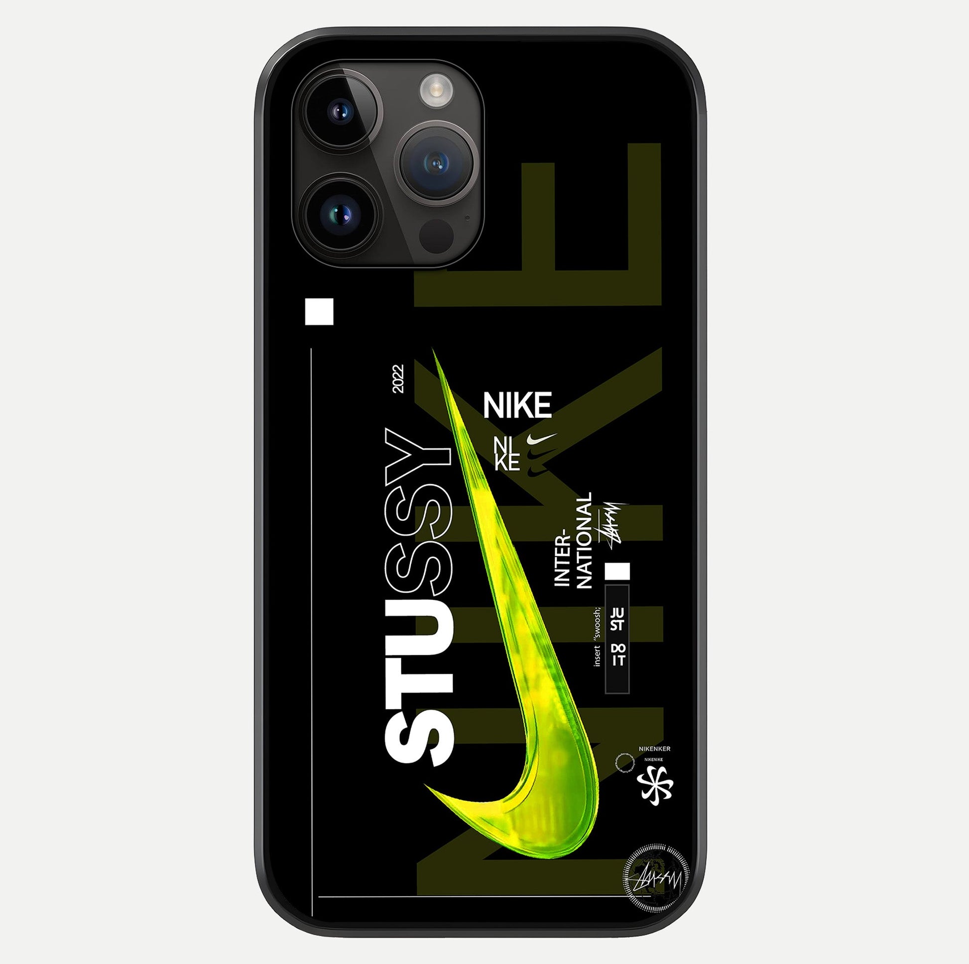 Neon Street Edition Glass Case showing full back design in clean flat view with glossy glass finish.