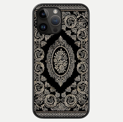 Noir Bloom Elegance Glass Case showing full back design in clean flat view with glossy glass finish.