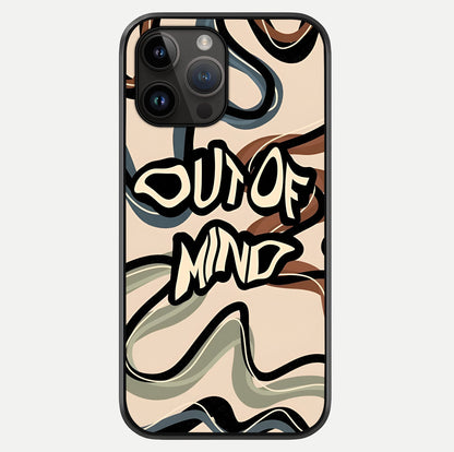 Out Of Mind Glass Case showing full back design in clean flat view with glossy glass finish.