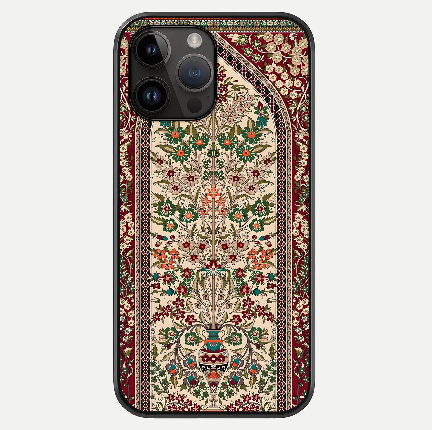 Persian Inspired Glass Case showing full back design in clean flat view with glossy glass finish.