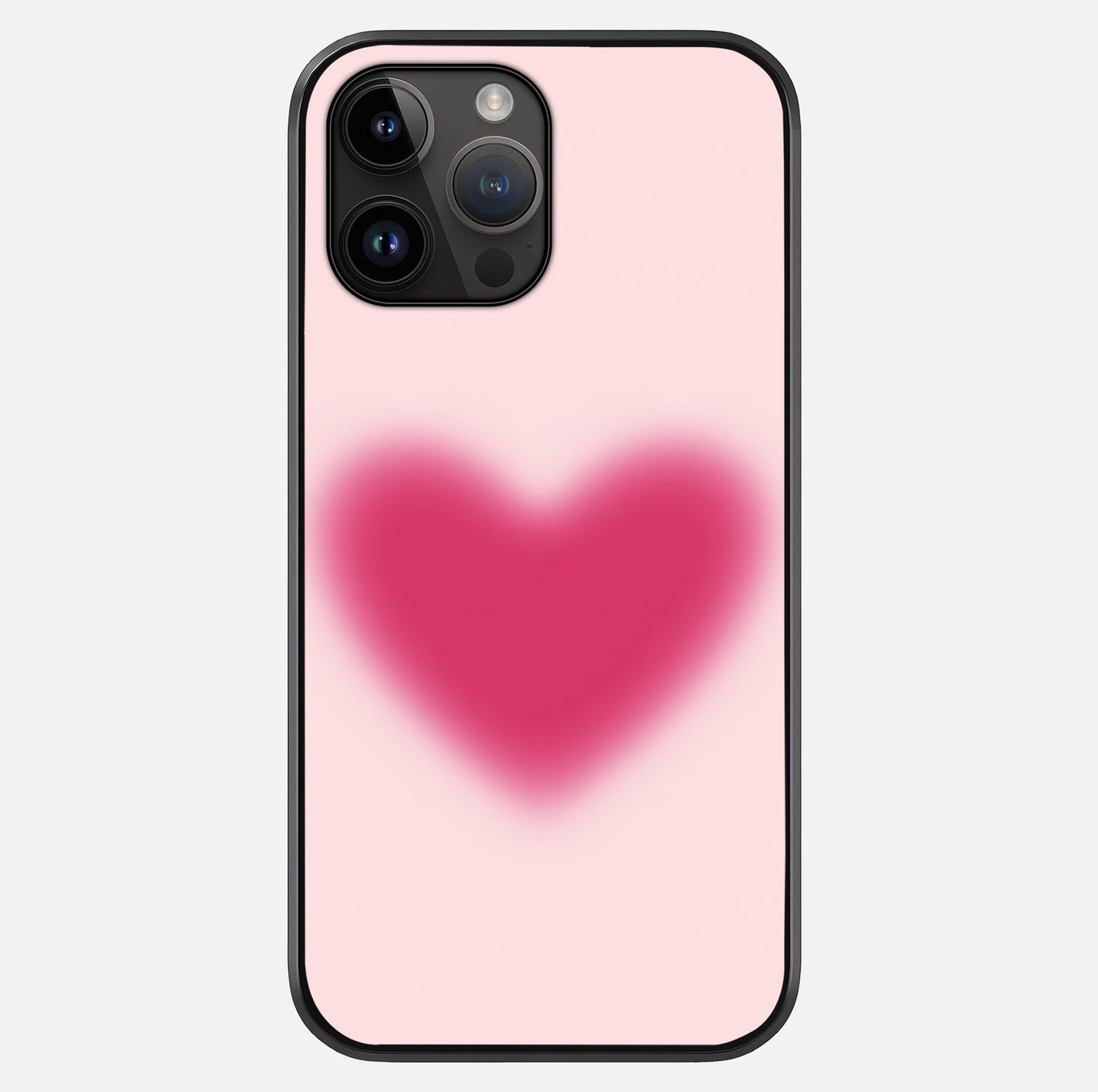 Pink Aura Heart Glass Case showing full back design in clean flat view with glossy glass finish.