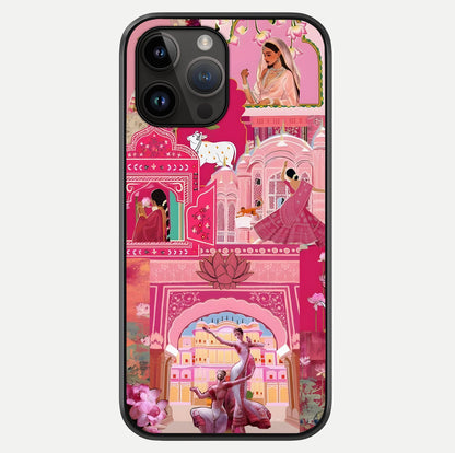 Pink Palace Muse Glass Case showing full back design in clean flat view with glossy glass finish.