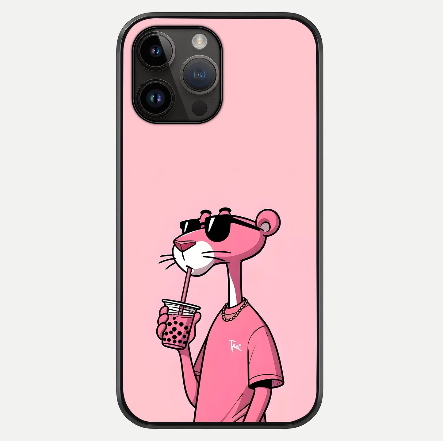 Pink Panther Glass Case showing full back design in clean flat view with glossy glass finish.