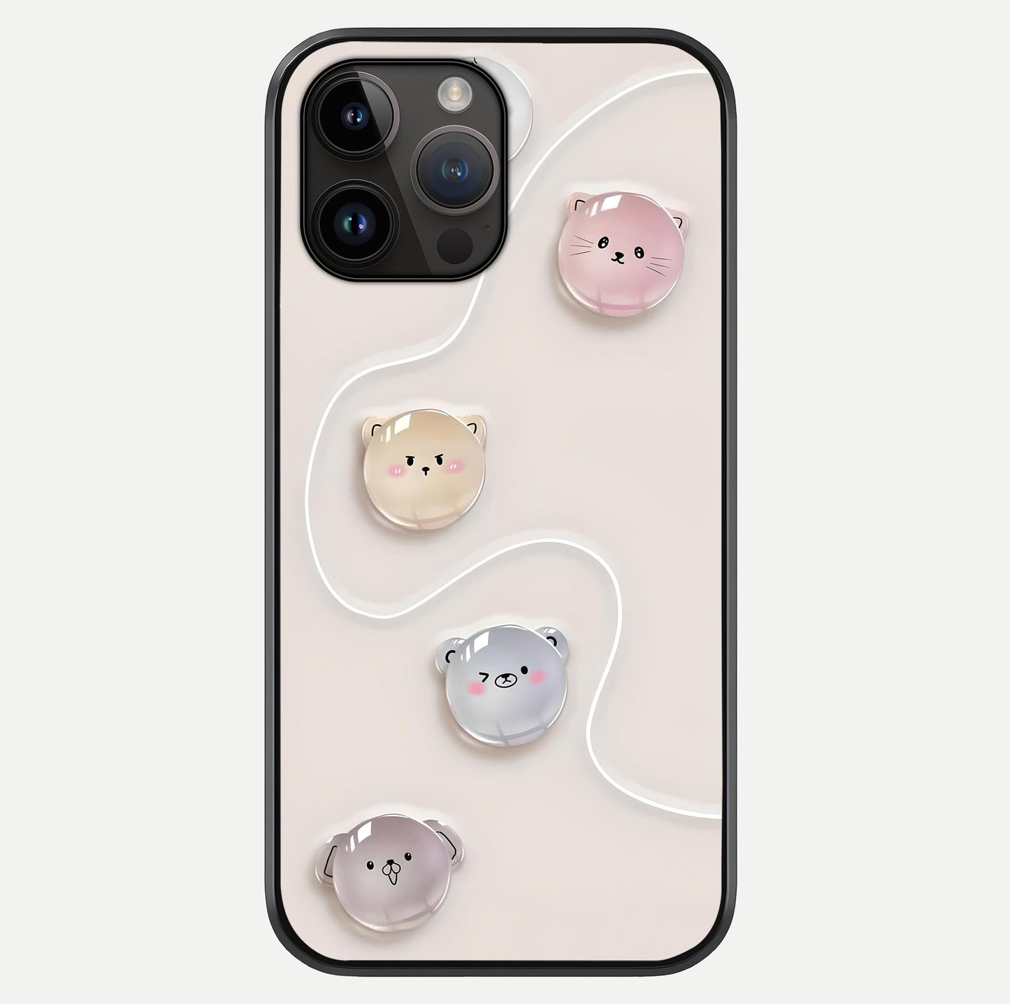 Puffy Face Parade Glass Case showing full back design in clean flat view with glossy glass finish.