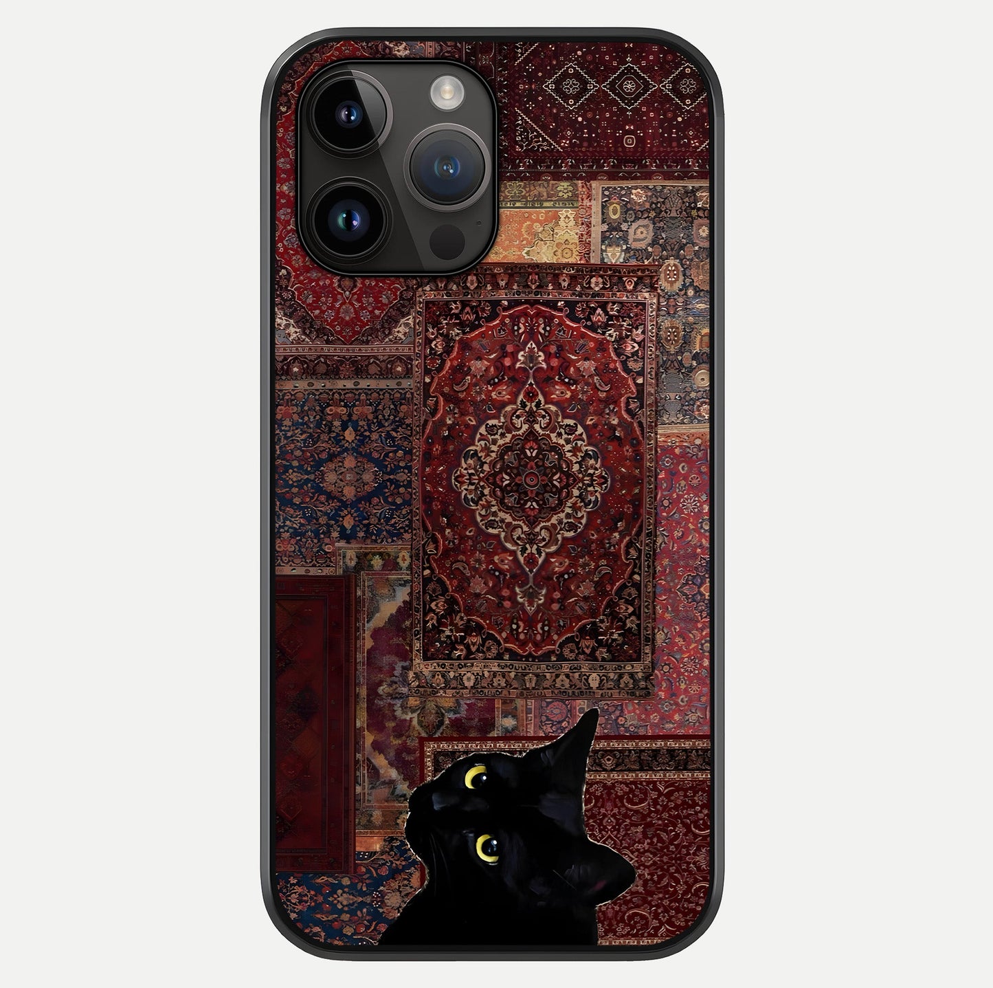 Regal Magic Cat Apple Glass Case showing full back design in clean flat view with glossy glass finish.