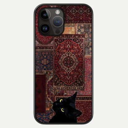 Regal Magic Cat Apple Glass Case showing full back design in clean flat view with glossy glass finish.