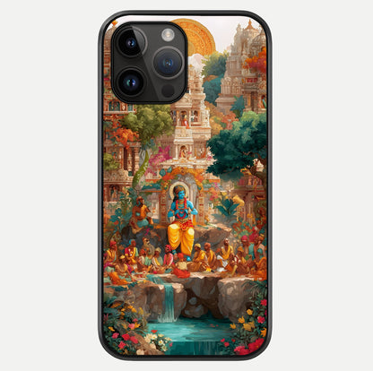 Sacred Sunlight Gods Glass Case showing full back design in clean flat view with glossy glass finish.