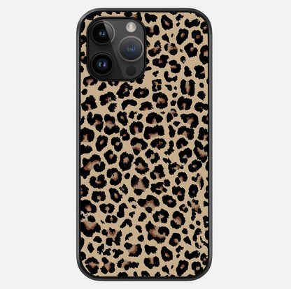 Savage Chic Pattern Glass Case showing full back design in clean flat view with glossy glass finish.