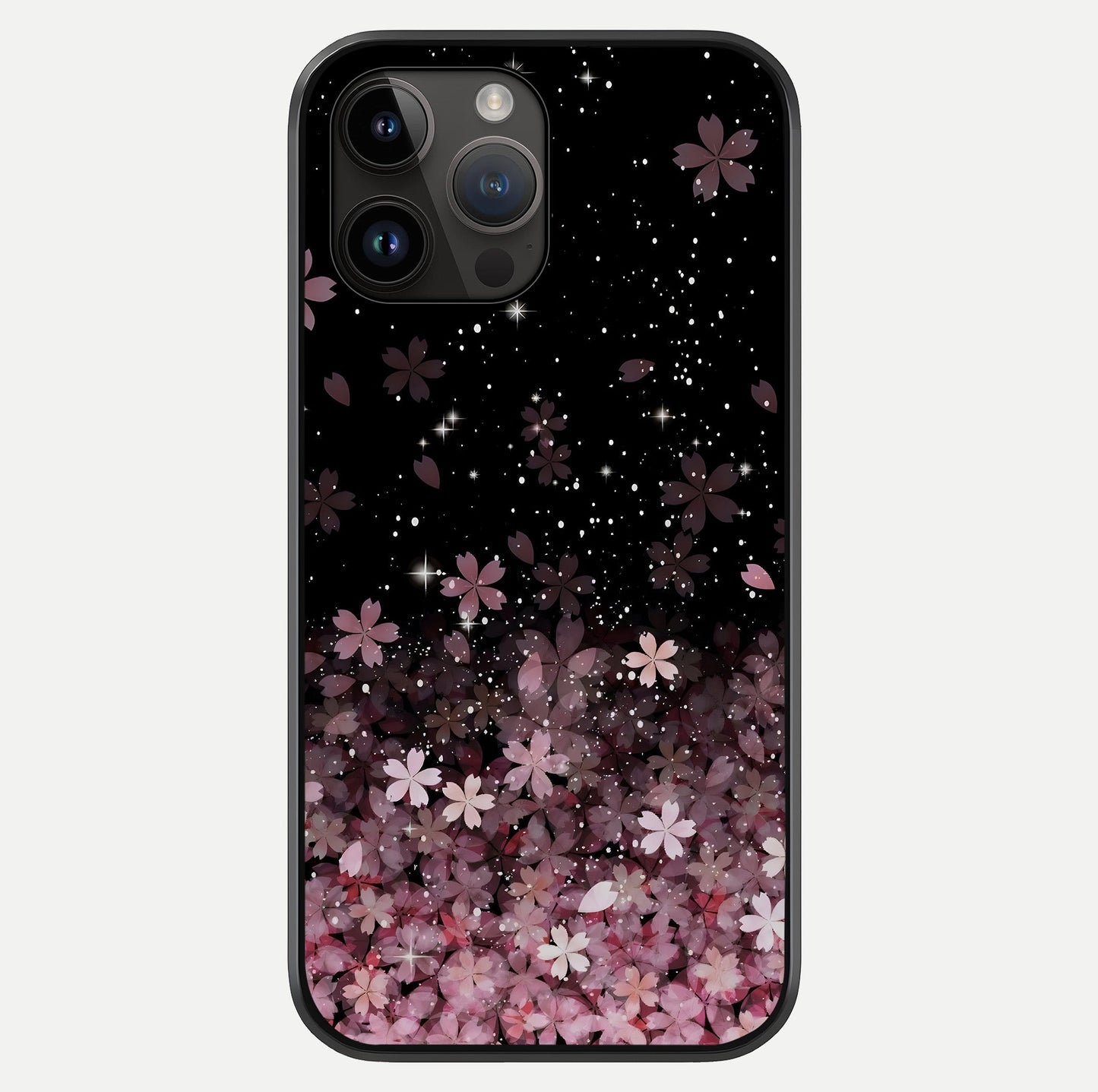 Small Starry Flowers Glass Case showing full back design in clean flat view with glossy glass finish.