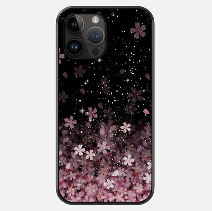 Small Starry Flowers Glass Case showing full back design in clean flat view with glossy glass finish.