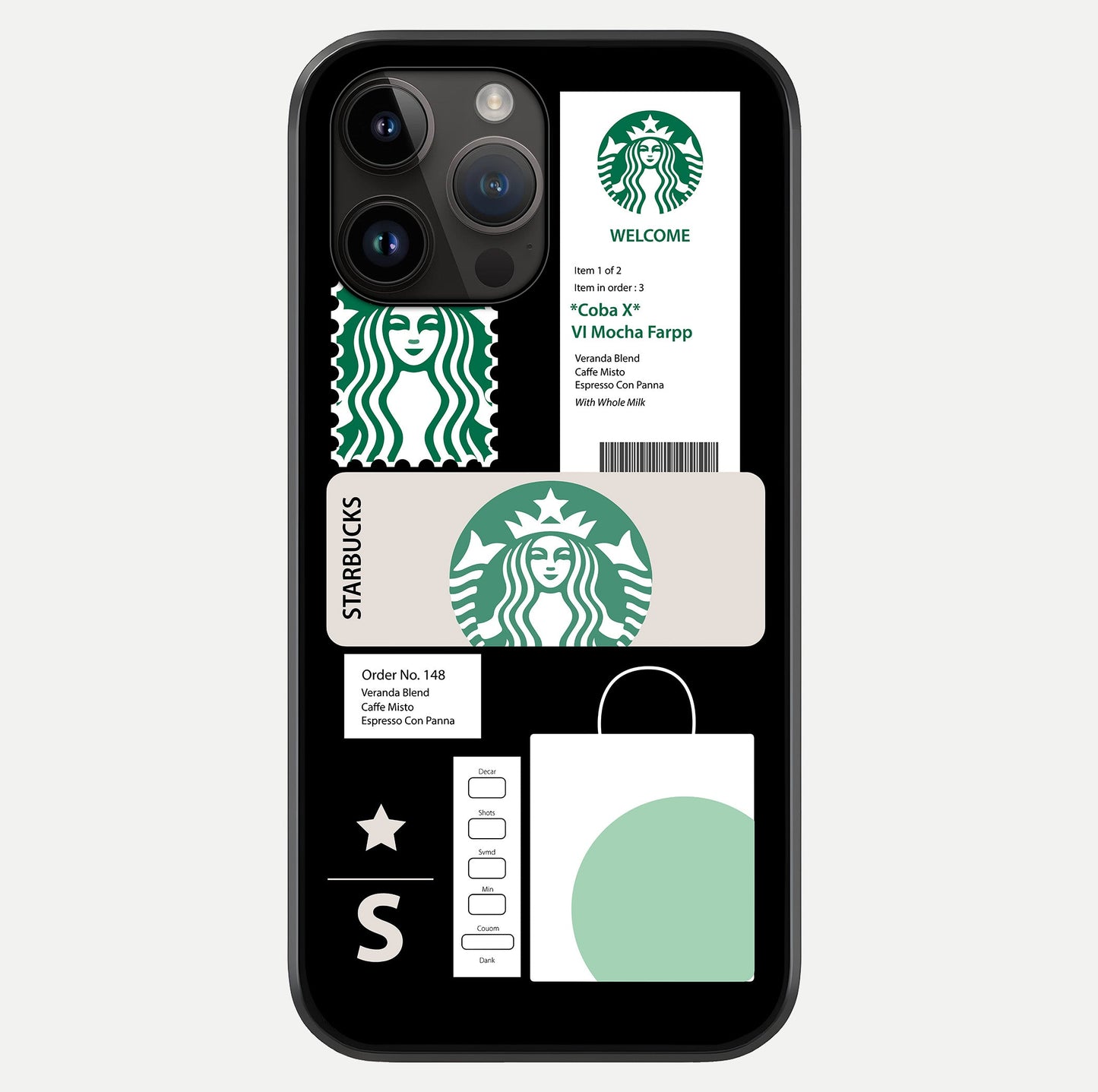 Starbucks Mocha Glass Case showing full back design in clean flat view with glossy glass finish.