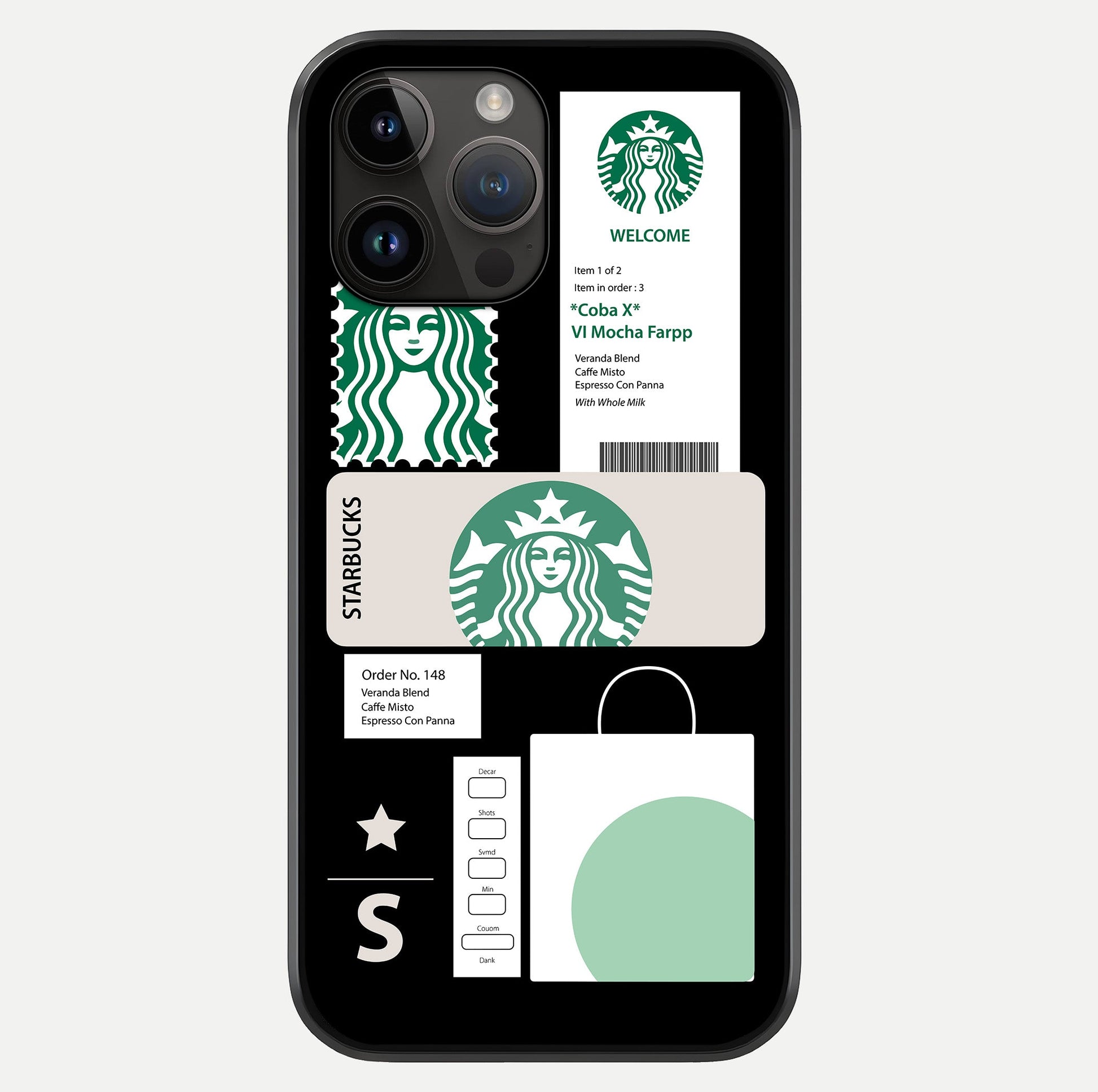 Starbucks Mocha Glass Case showing full back design in clean flat view with glossy glass finish.