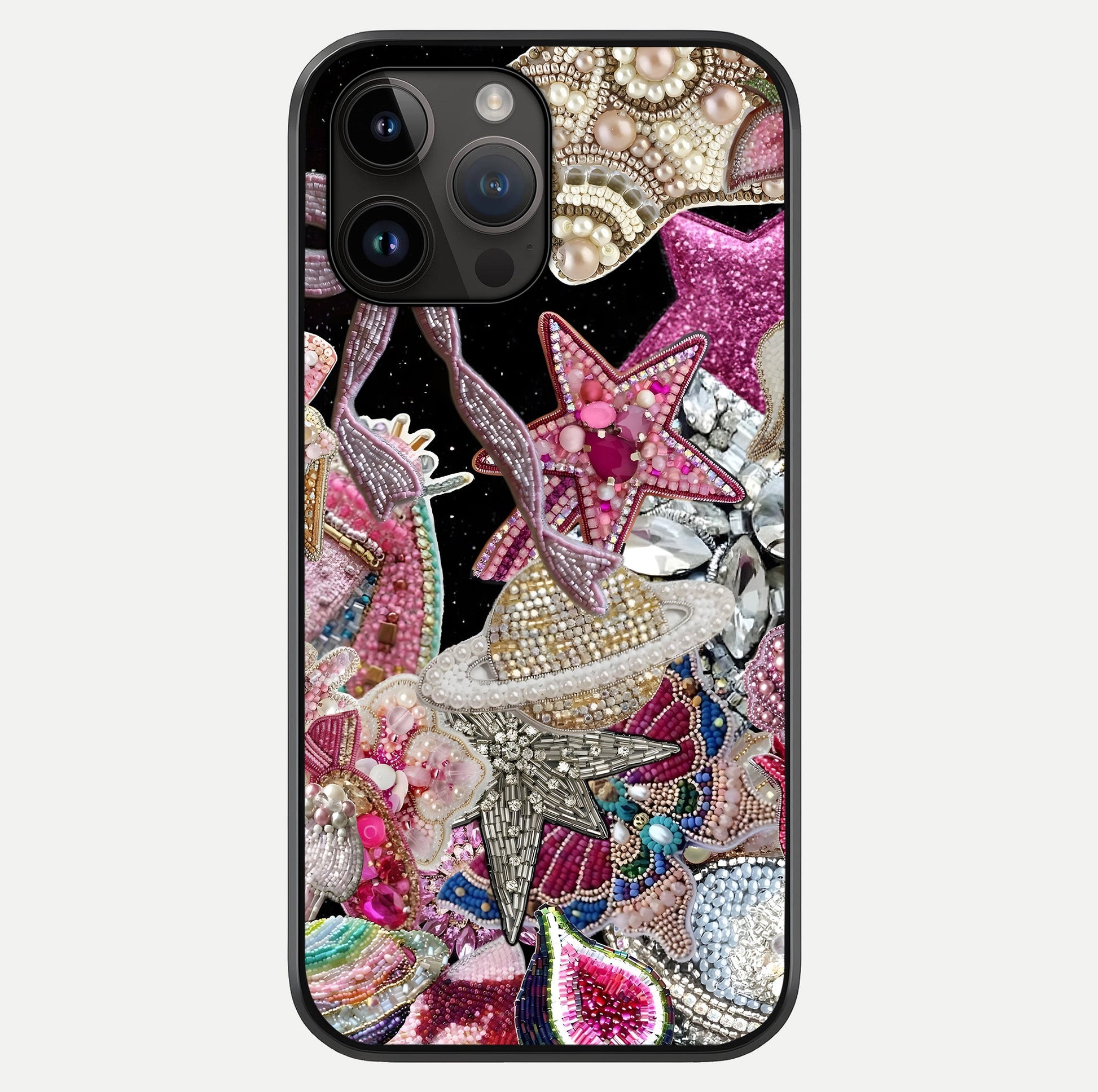 Starlit Jewel Dream Glass Case showing full back design in clean flat view with glossy glass finish.