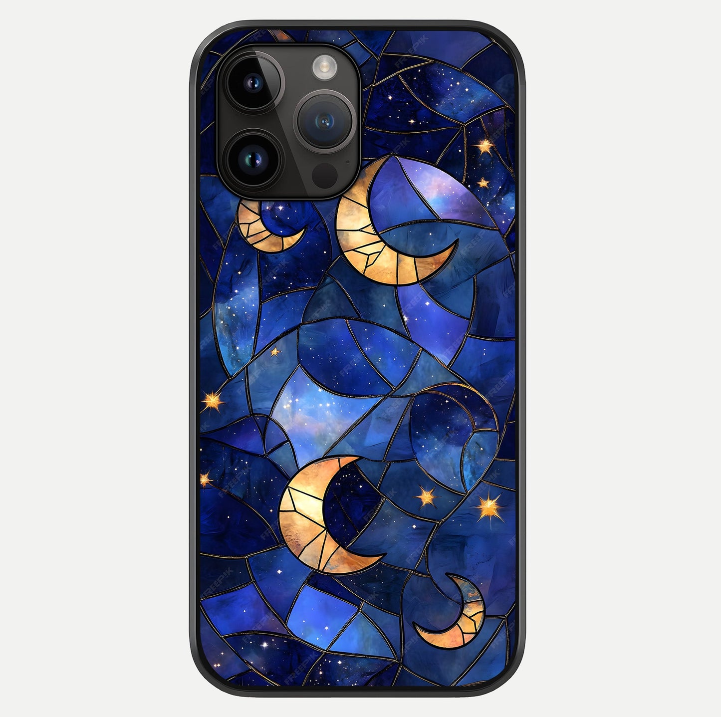 Starlit Sky Tapestry Glass Case showing full back design in clean flat view with glossy glass finish.