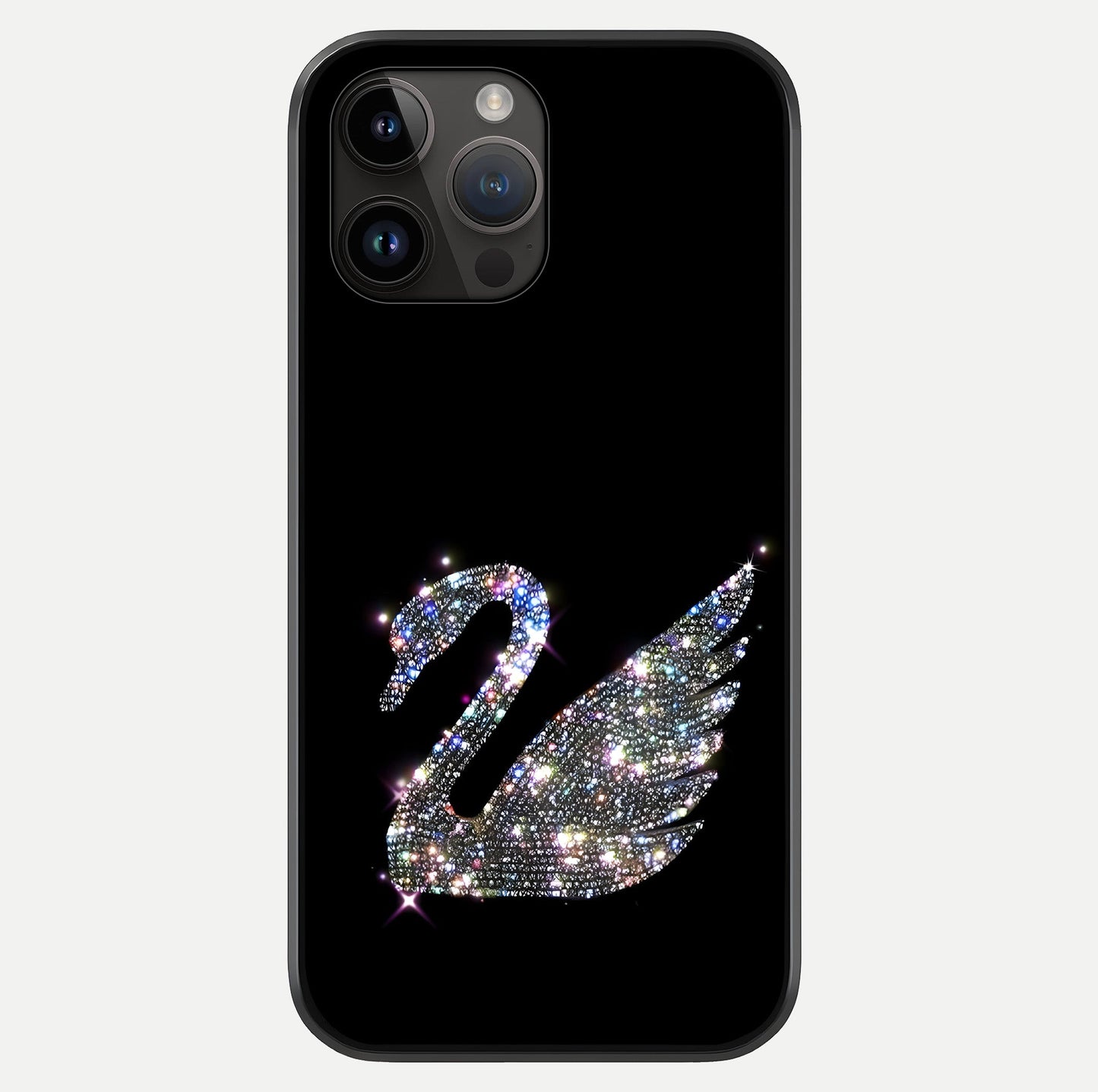 Starlit Swan Grace Glass Case showing full back design in clean flat view with glossy glass finish.