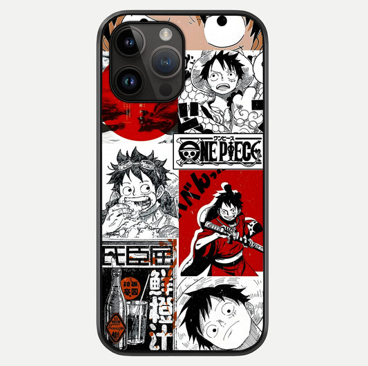 Strawhat Chaos Panels Glass Case showing full back design in clean flat view with glossy glass finish.