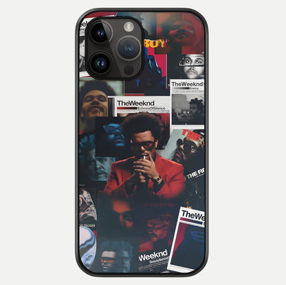 The Weeknd Glass Case showing full back design in clean flat view with glossy glass finish.