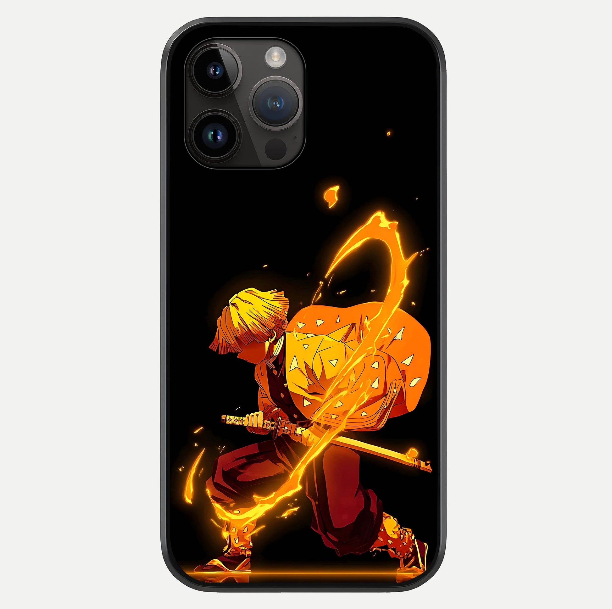 Thunder Flame Execution Glass Case showing full back design in clean flat view with glossy glass finish.