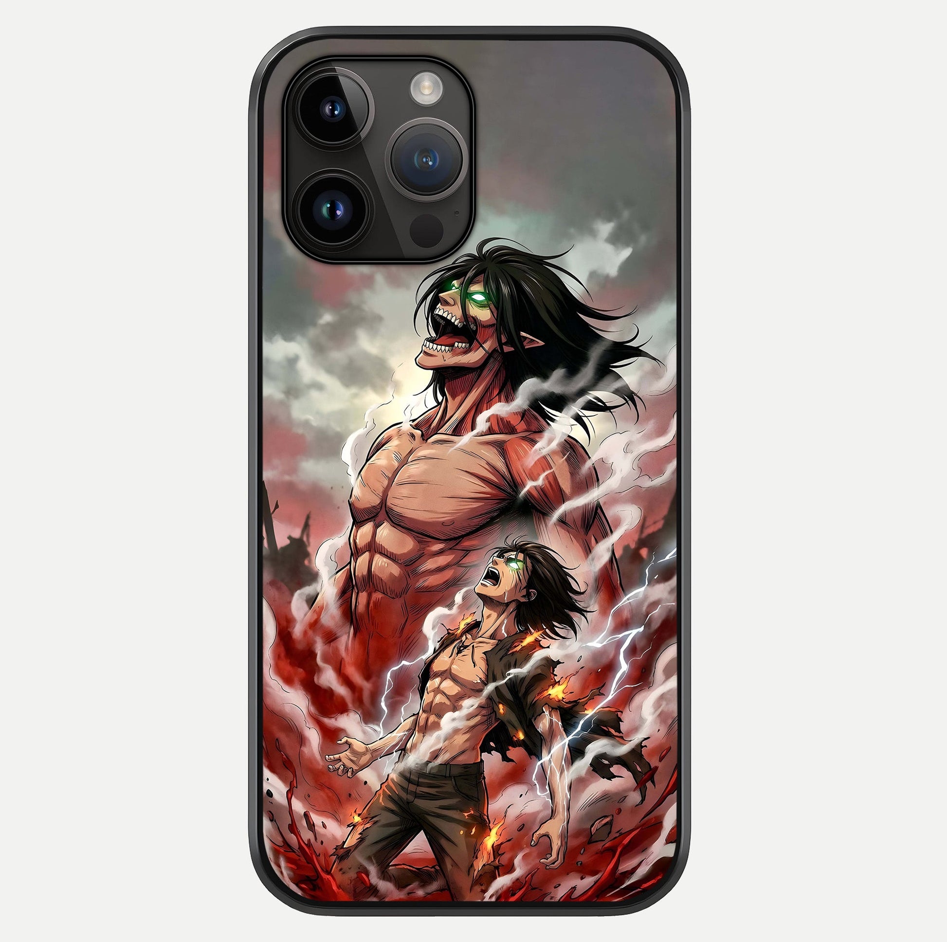 Titan Awakening Fury Glass Case showing full back design in clean flat view with glossy glass finish.