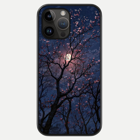 Twilight Sakura Serenade Glass Case showing full back design in clean flat view with glossy glass finish.