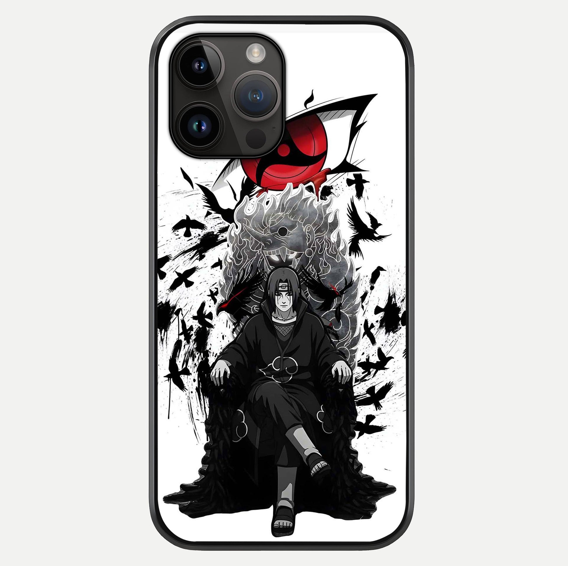 Uchiha Shadow Throne Glass Case showing full back design in clean flat view with glossy glass finish.