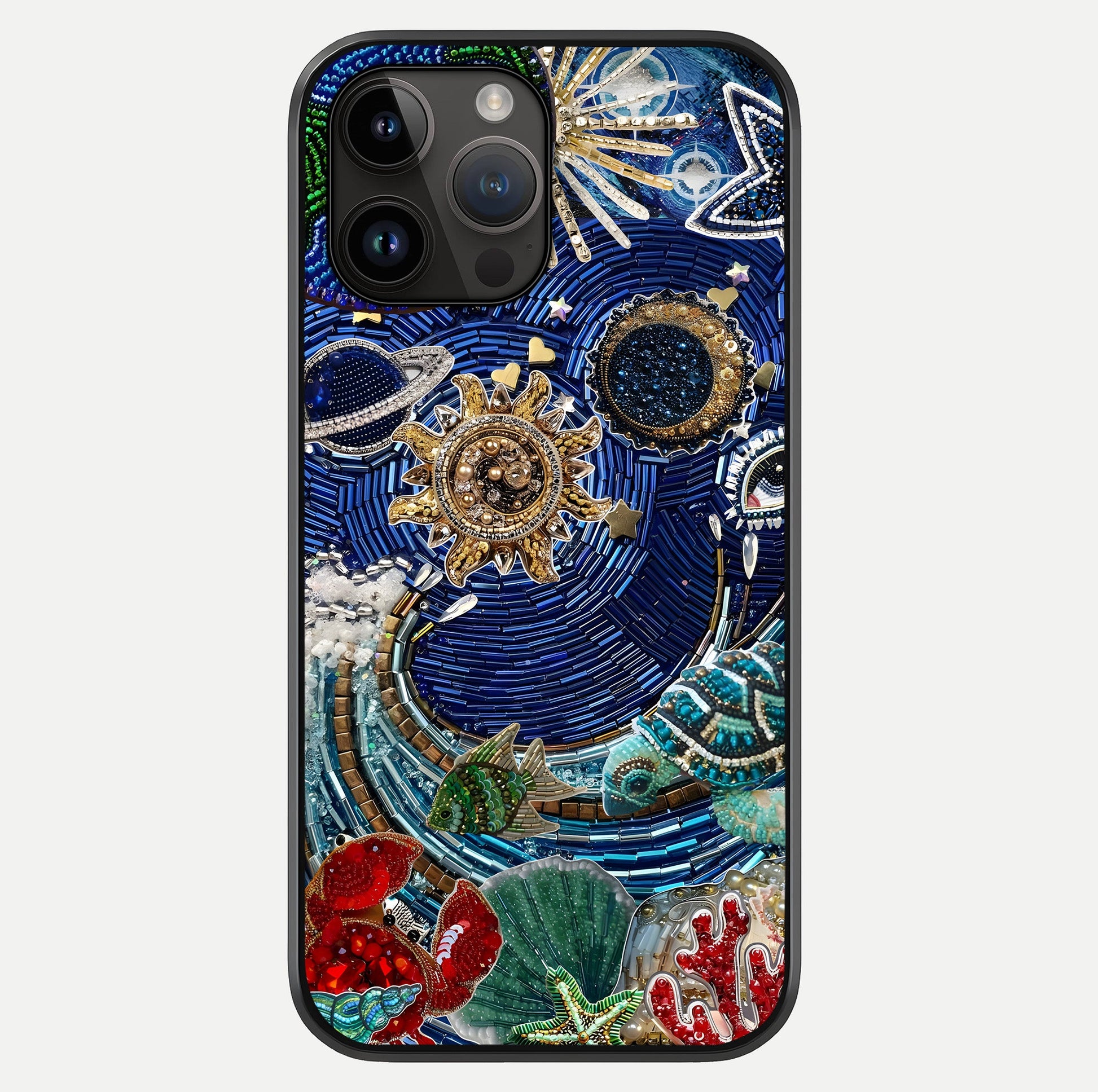 Universe Underwater Spark Glass Case showing full back design in clean flat view with glossy glass finish.