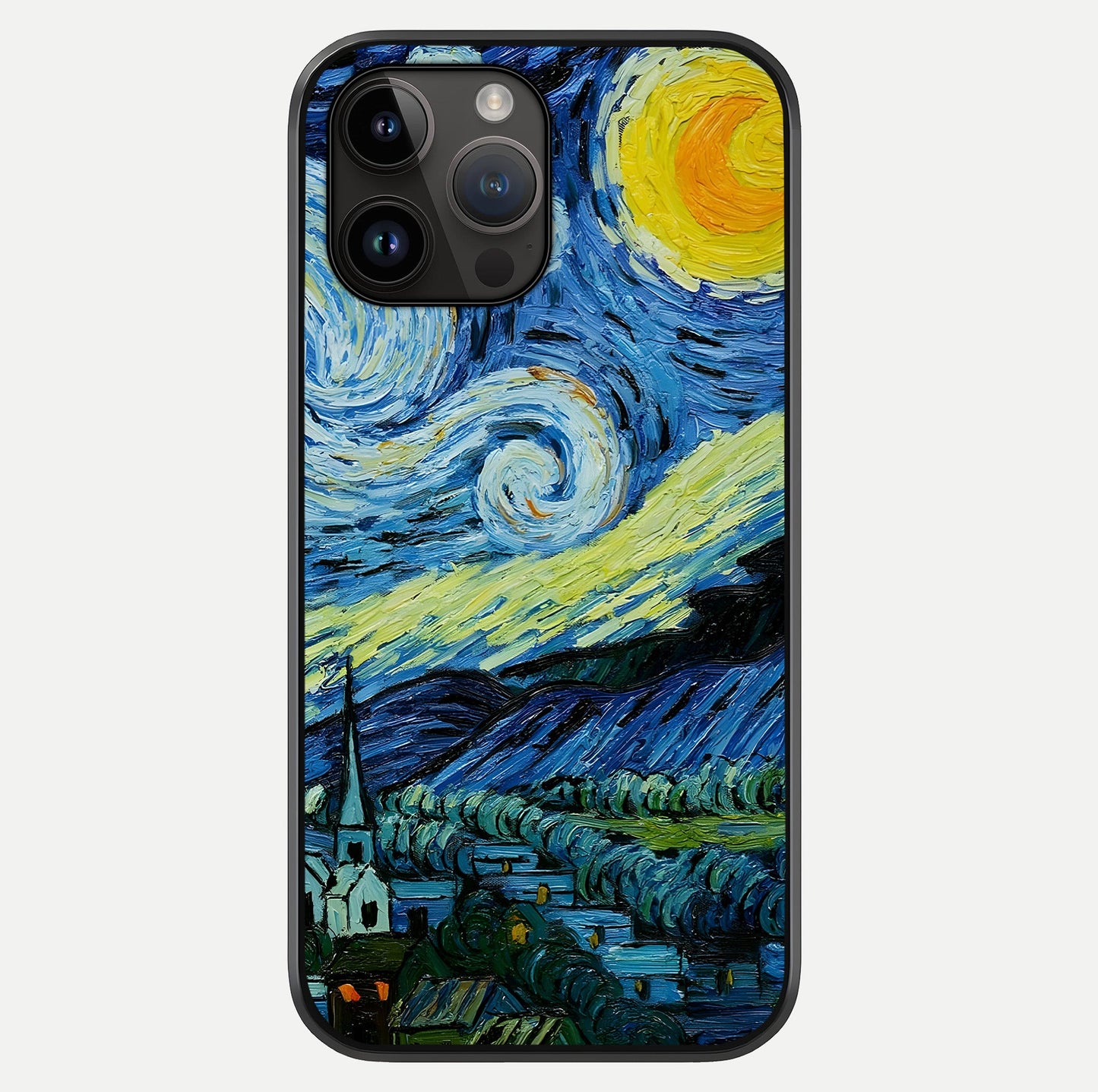 Van Gogh Art Glass Case showing full back design in clean flat view with glossy glass finish.