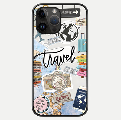 Wanderlust Journal Glass Case showing full back design in clean flat view with glossy glass finish.