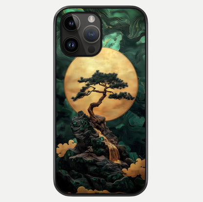 Zen Moon Rise Glass Case showing full back design in clean flat view with glossy glass finish.