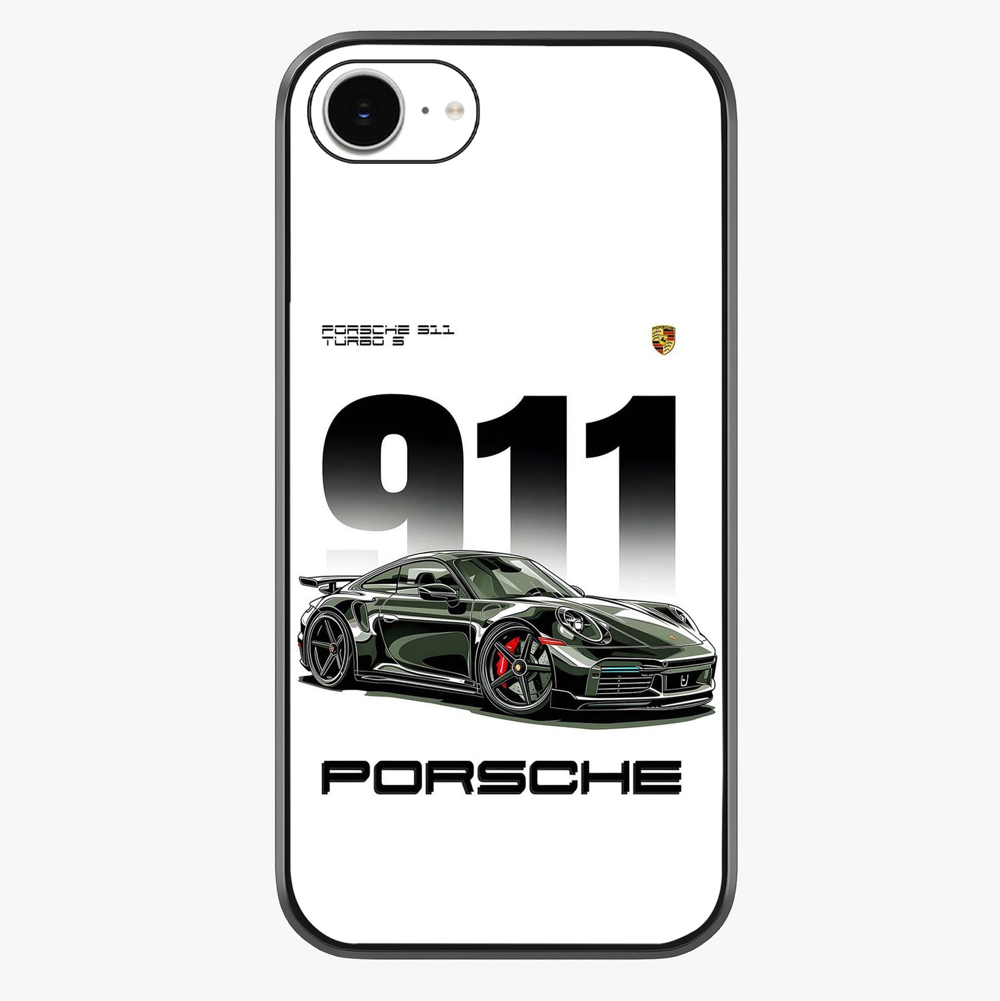 911 Turbo Dominance Glass Case showing full back design in clean flat view with glossy glass finish.
