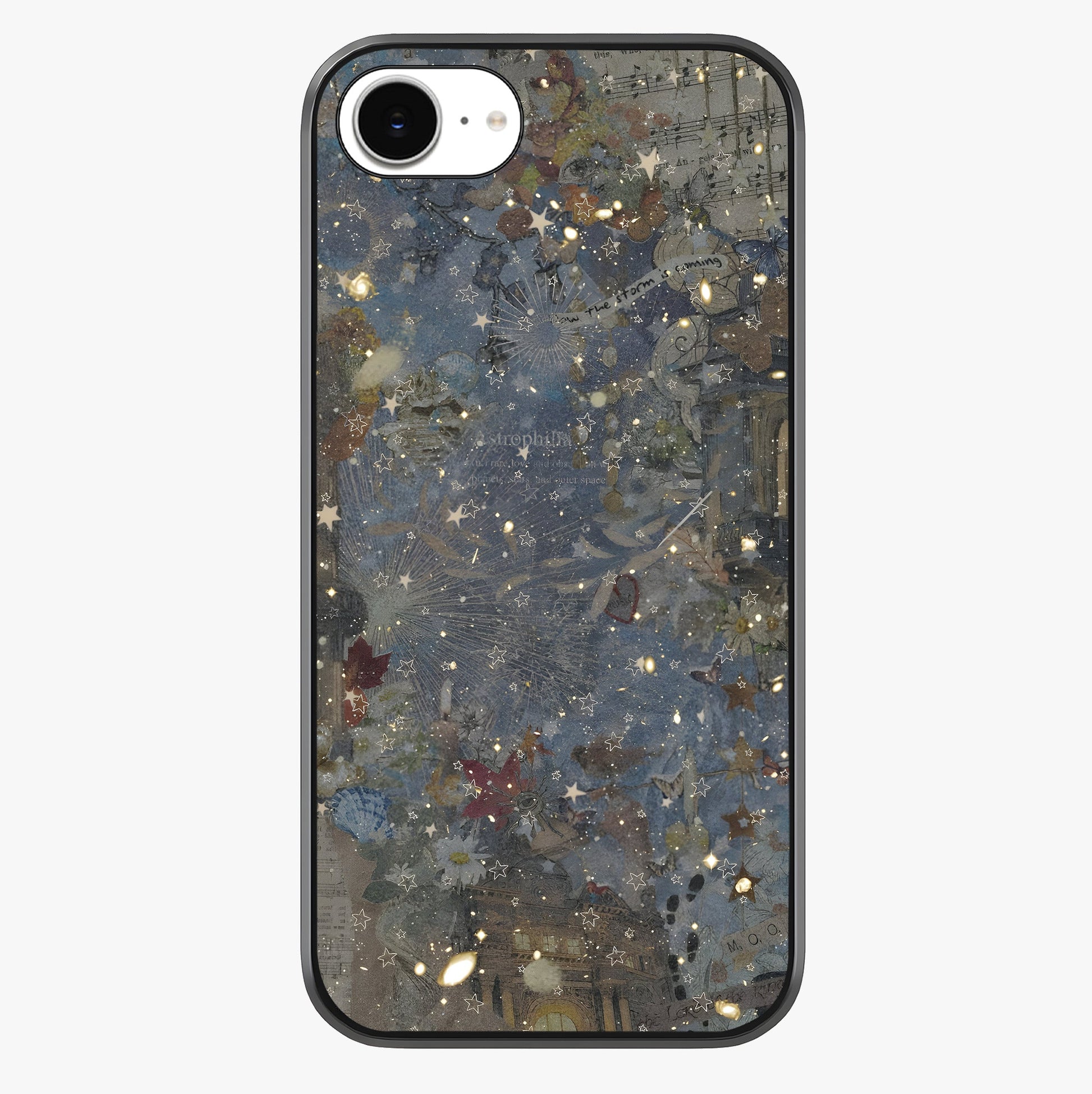 Aesthetic Astrolophia Glass Case showing full back design in clean flat view with glossy glass finish.