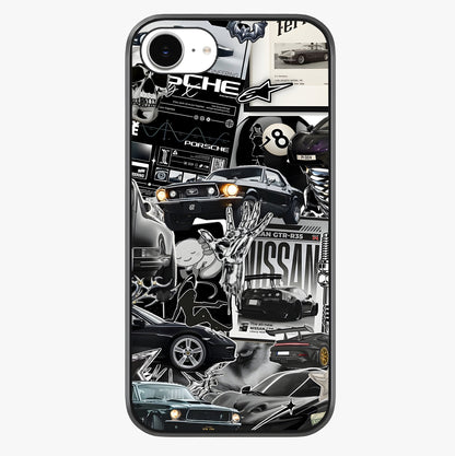 Aesthetic Dark Love Glass Case showing full back design in clean flat view with glossy glass finish.