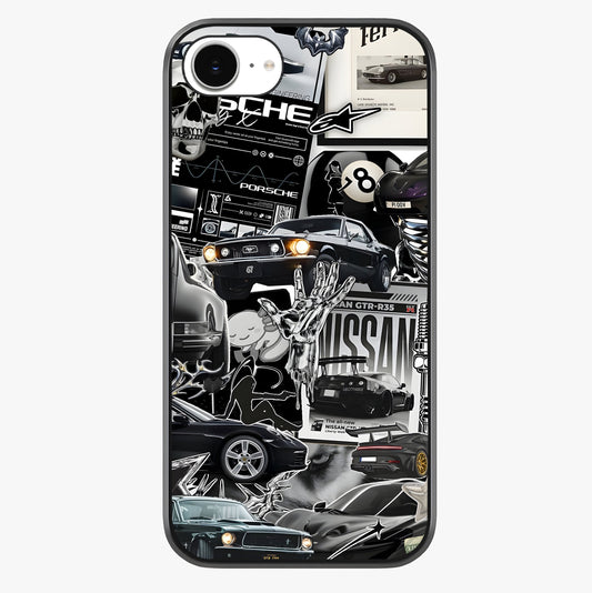 Aesthetic Dark Love Glass Case showing full back design in clean flat view with glossy glass finish.