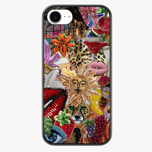 Beaded Fashion Jungle Glass Case showing full back design in clean flat view with glossy glass finish.