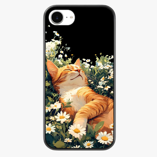 lissful Bloom Cat Glass Case showing full back design in clean flat view with glossy glass finish.
