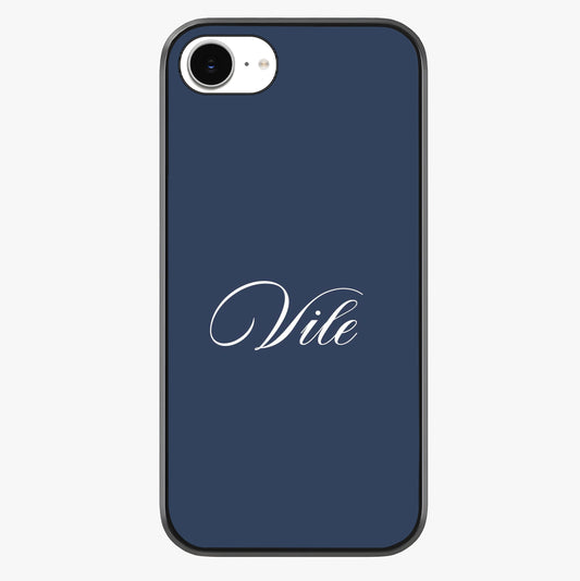 Blue Background Personalized Custom Name Glass Case showing full back design in clean flat view with glossy glass finish.