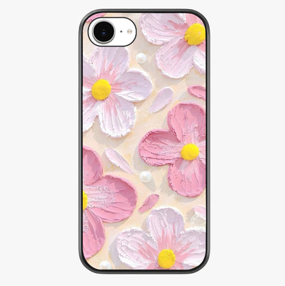 Blush Bloom Texture Glass Case showing full back design in clean flat view with glossy glass finish.