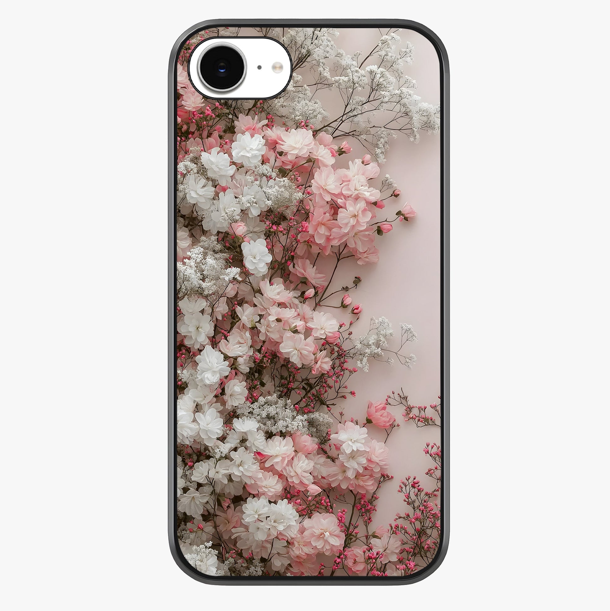 Blush Blossom Cloud Glass Case showing full back design in clean flat view with glossy glass finish.