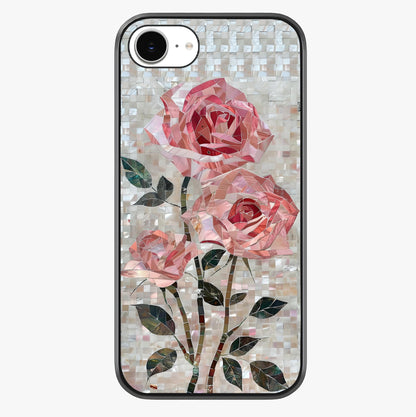 Blush Mosaic Bloom Glass Case showing full back design in clean flat view with glossy glass finish.