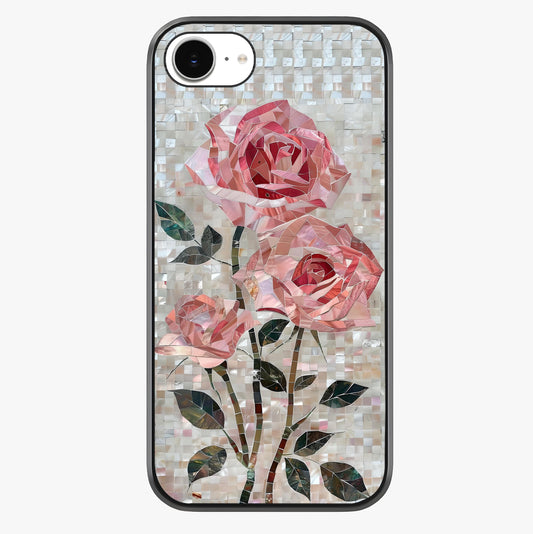 Blush Mosaic Bloom Glass Case showing full back design in clean flat view with glossy glass finish.