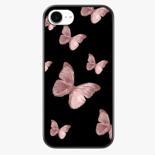 Butterfly Pattern Glass Case showing full back design in clean flat view with glossy glass finish.