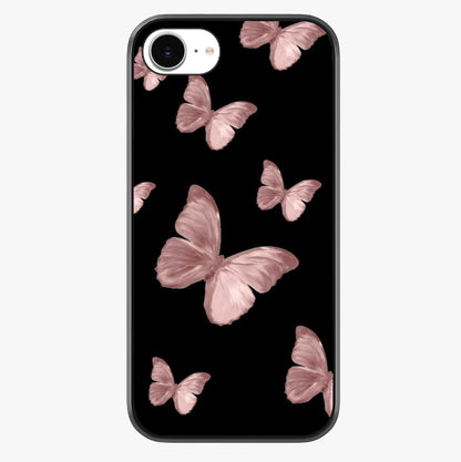 Butterfly Pattern Glass Case showing full back design in clean flat view with glossy glass finish.