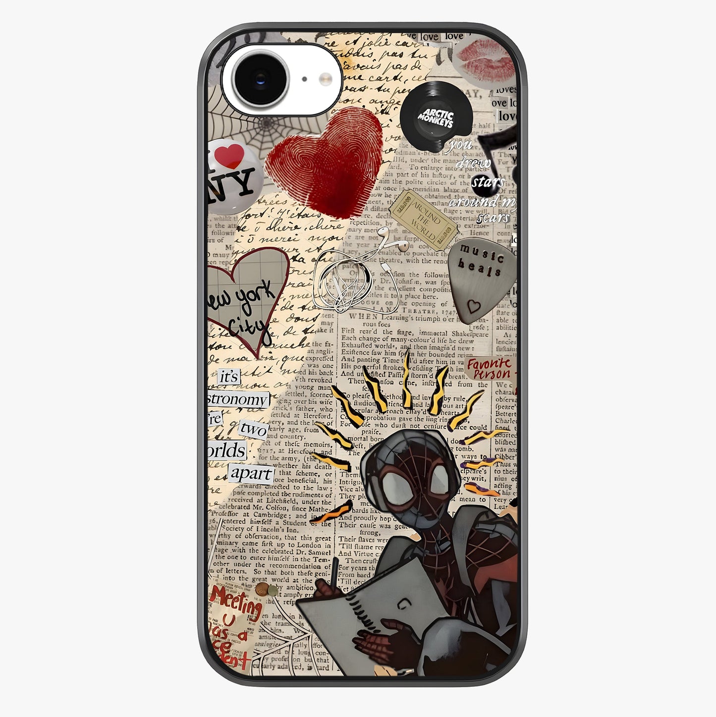 City Dream Sketch Glass Case showing full back design in clean flat view with glossy glass finish.