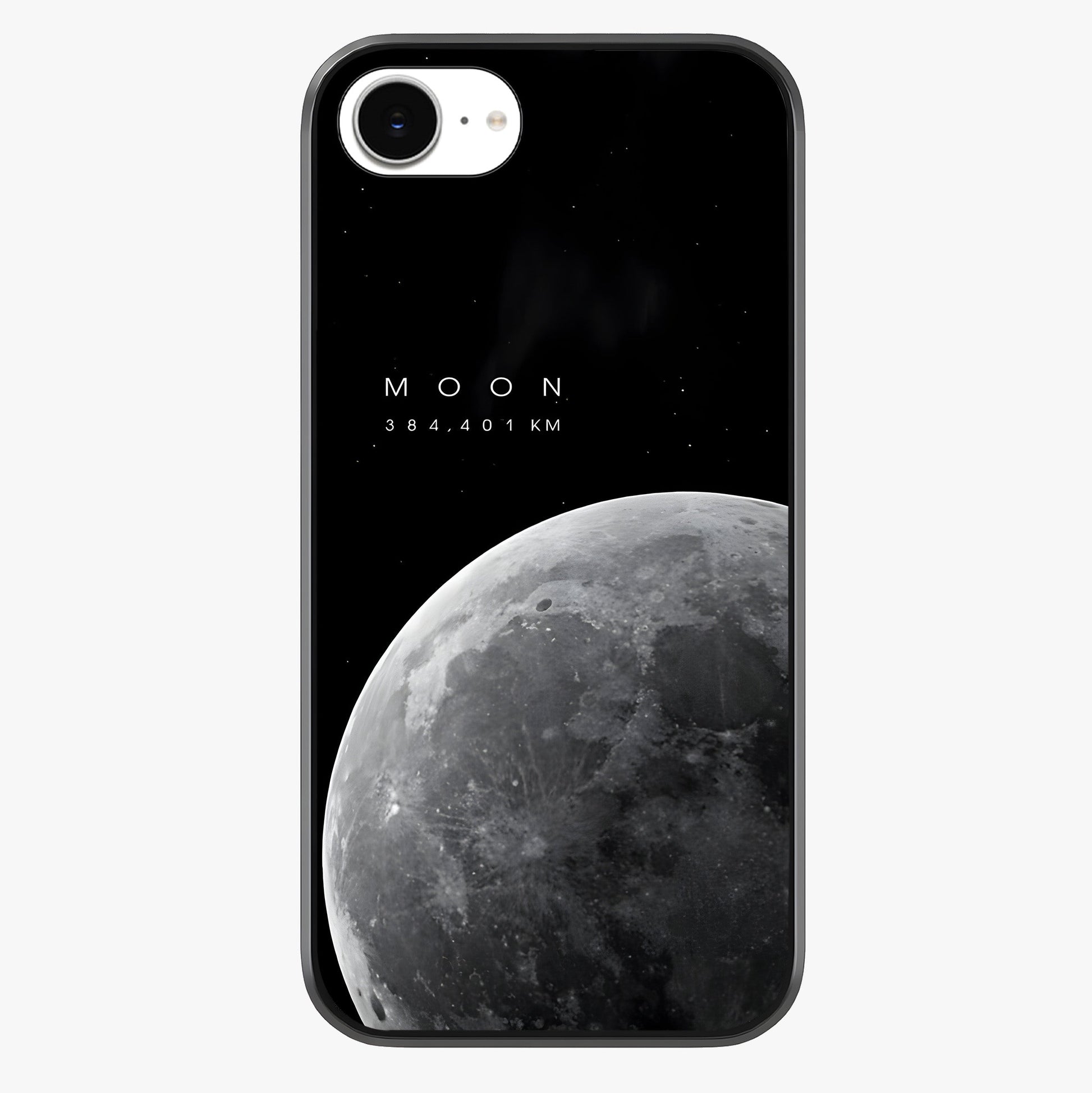 Cosmic Moon Glow Glass Case showing full back design in clean flat view with glossy glass finish.