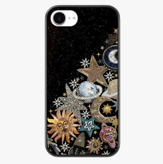 Cosmic Sparkle Dreams Glass Case showing full back design in clean flat view with glossy glass finish.