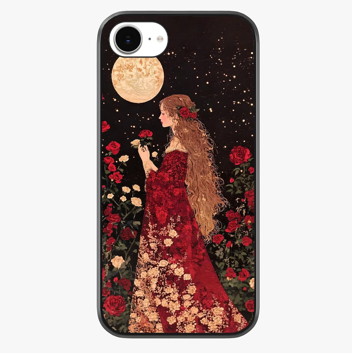 Crimson Dreams Glass Case showing full back design in clean flat view with glossy glass finish.