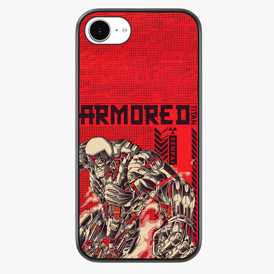 Crimson Mecha Titan Glass Case showing full back design in clean flat view with glossy glass finish.