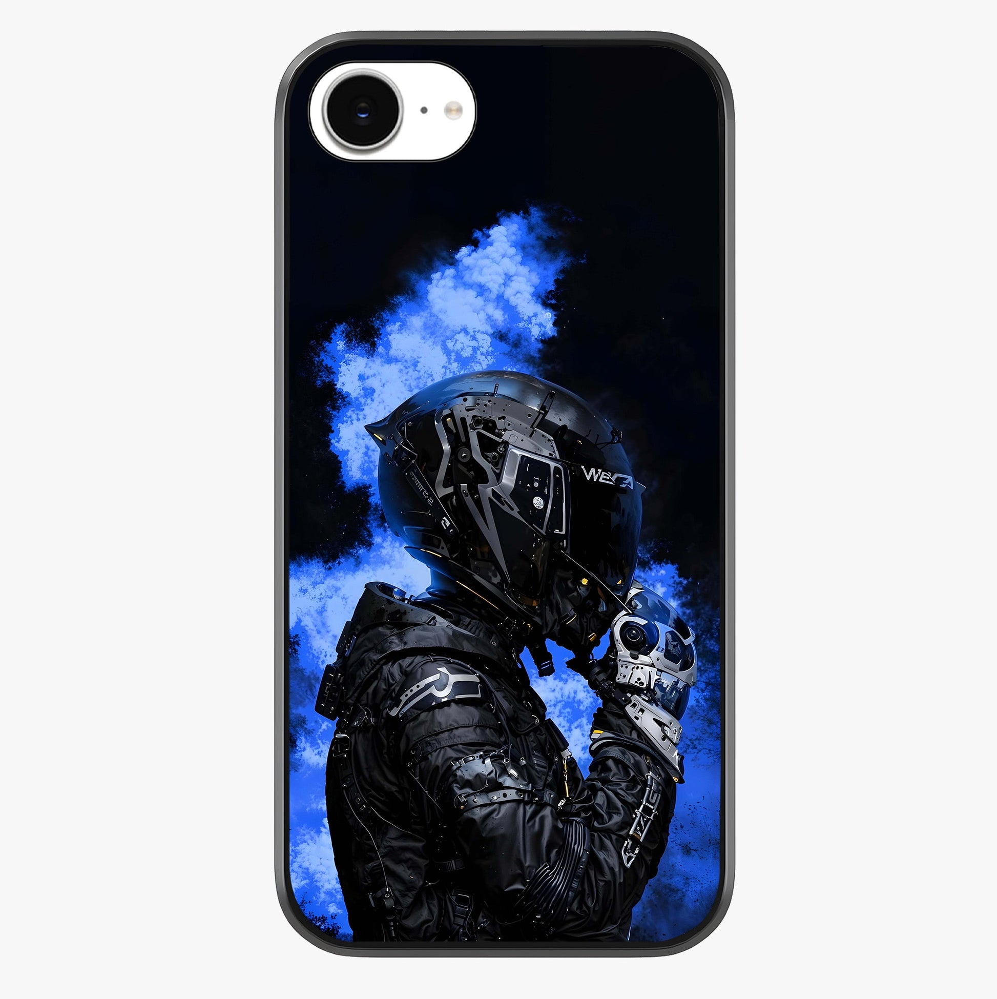 Cyber Sentinel Protocol Glass Case showing full back design in clean flat view with glossy glass finish.